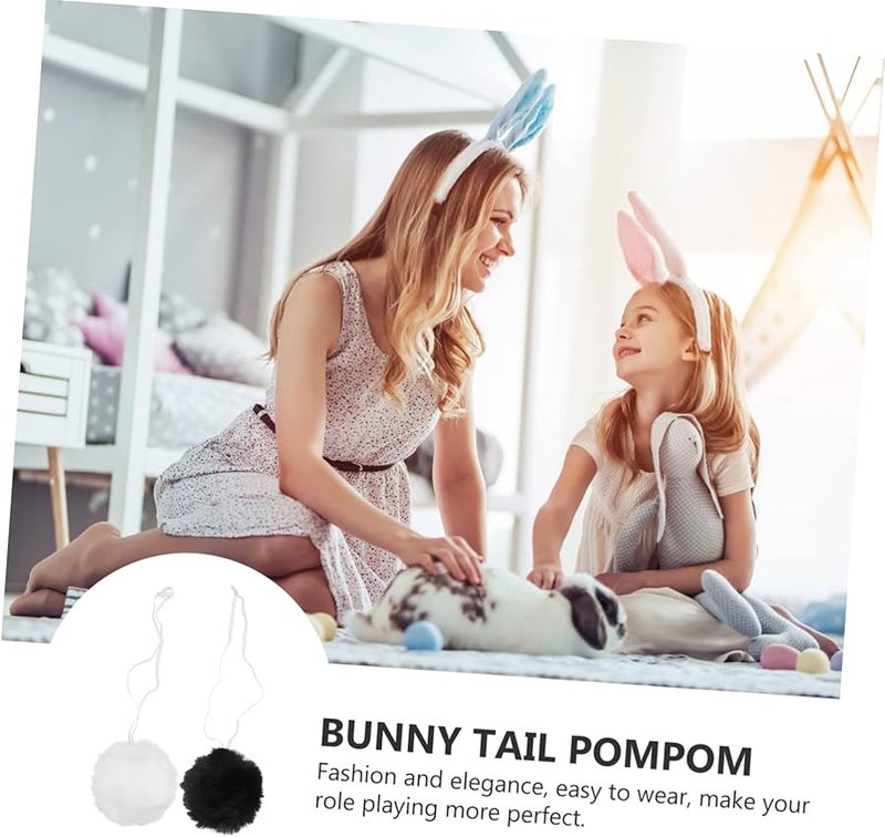 White Rabbit Tail Costume Plush Decor Cosplay Prop For Carnival Party 2 Pcs - Image 5